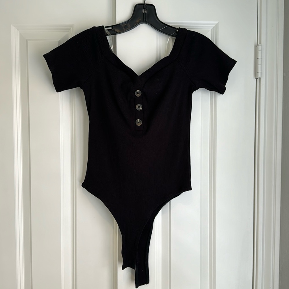 Black ribbed bodysuit
